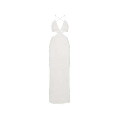 Seaside Knit Maxi Dress - Whipped White