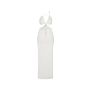 Seaside Knit Maxi Dress - Whipped White