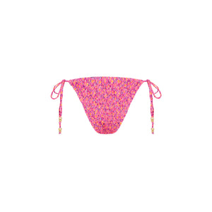 Shirred Dipped Cheeky Tie Bikini Bottom - Gelato Bloom