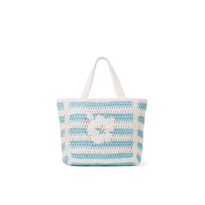 Straw Beach Tote Bag - Tropic Blues