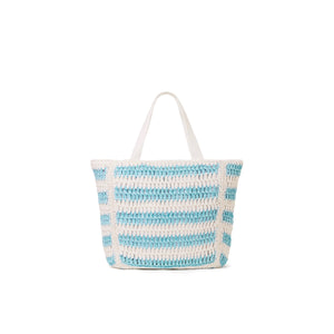 Straw Beach Tote Bag - Tropic Blues