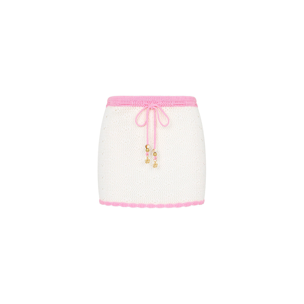 Seaside Knit Mini Skirt - Whipped White