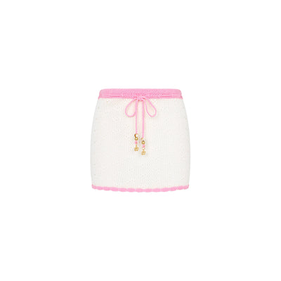 Seaside Knit Mini Skirt - Whipped White