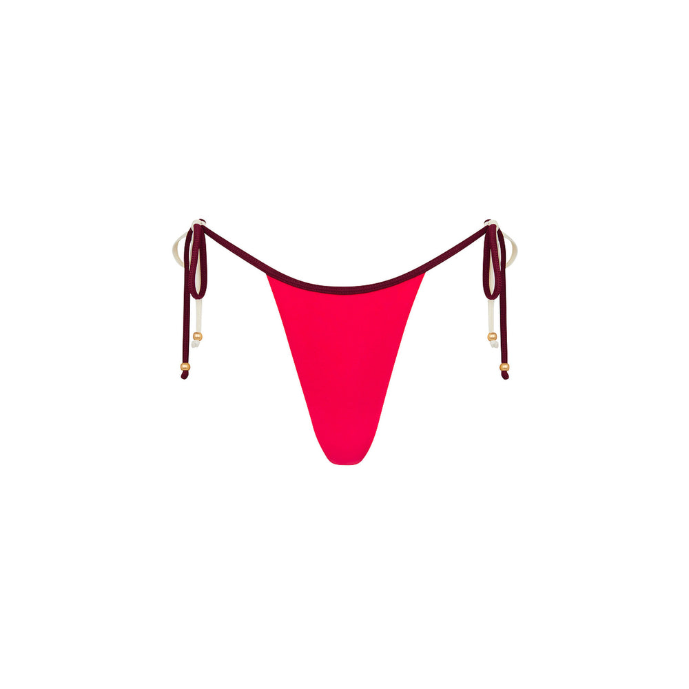 Micro Thong Tie Side Bikini Bottom - Cherry Cola