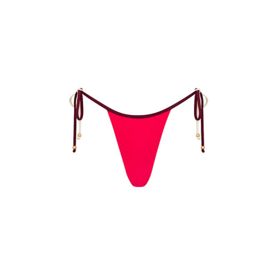 Micro Thong Tie Side Bikini Bottom - Cherry Cola