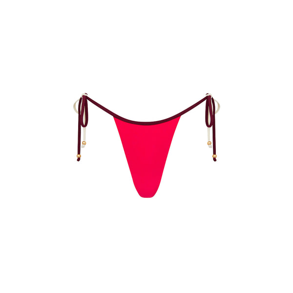 Micro Thong Tie Side Bikini Bottom - Cherry Cola