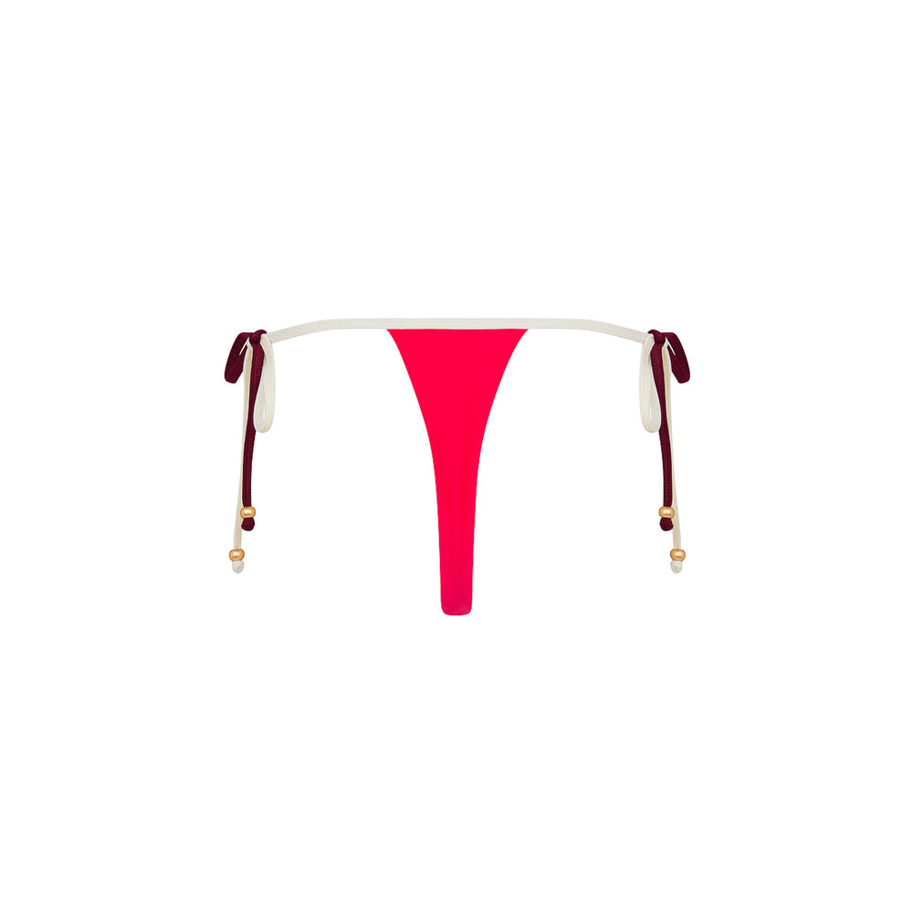 Micro Thong Tie Side Bikini Bottom - Cherry Cola
