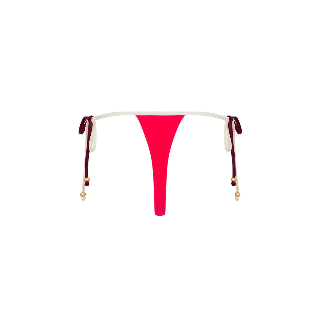 Micro Thong Tie Side Bikini Bottom - Cherry Cola