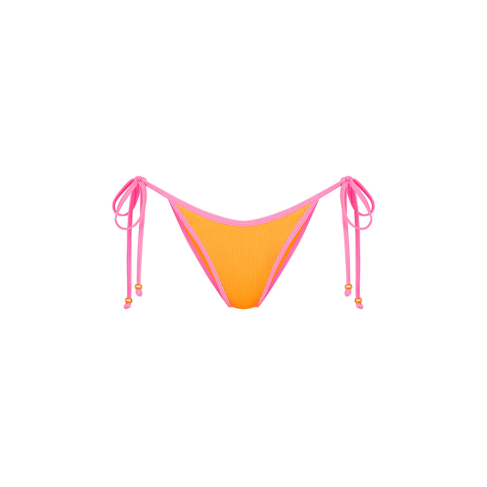Bind Dipped Cheeky Tie Bikini Bottom - Peach Pop