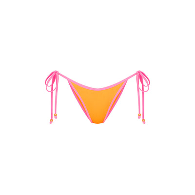 Bind Dipped Cheeky Tie Bikini Bottom - Peach Pop