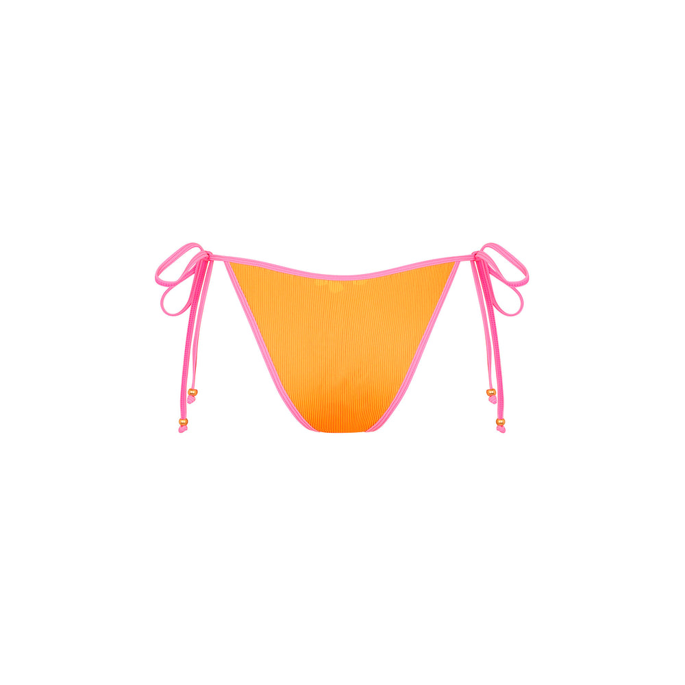 Bind Dipped Cheeky Tie Bikini Bottom - Peach Pop