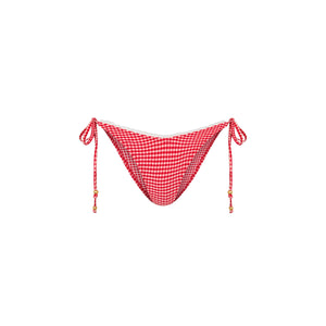 Scallop Crochet Cheeky Tie Bikini Bottom - Strawberry Siesta