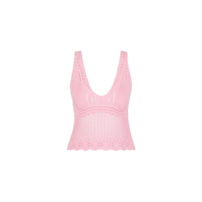 Crochet Knit Cami - Strawberry Glaze