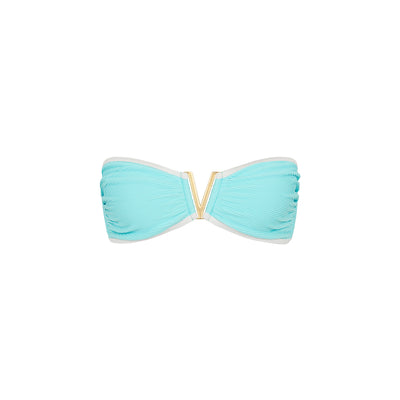 Mega V Strapless Tie Bikini Top - Calypso Blue