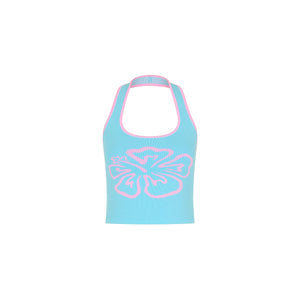 Knit Halter Tank Top - Island Sky