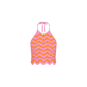 Chevron Knit Halter Crop Top - Sundrenched