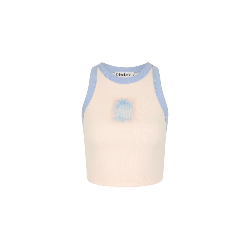 Printed Crop Bind Tank - Salt Breeze