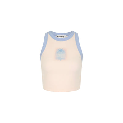 Printed Crop Bind Tank - Salt Breeze