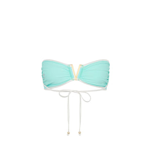 Mega V Strapless Tie Bikini Top - Calypso Blue