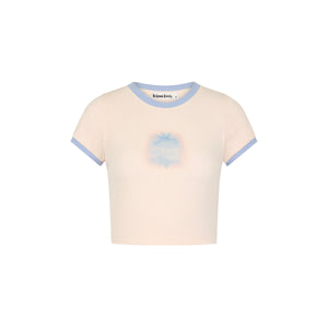 Printed Crop Baby Tee - Salt Breeze