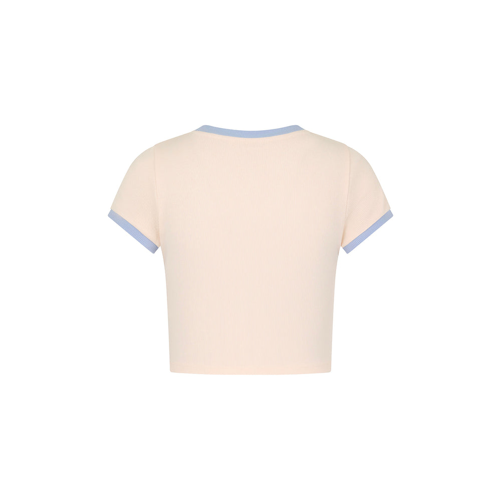 Printed Crop Baby Tee - Salt Breeze