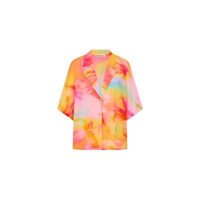 Sheer Short Sleeve Shirt - Frangipani Swirl