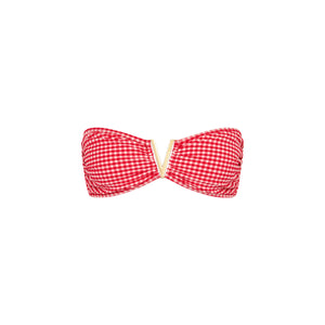 Mega V Strapless Tie Bikini Top - Strawberry Siesta