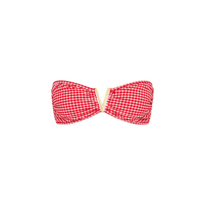 Mega V Strapless Tie Bikini Top - Strawberry Siesta