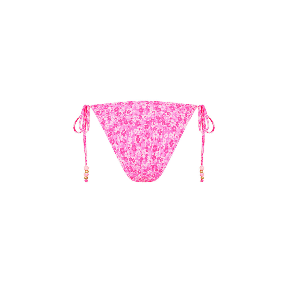 Dipped Cheeky Tie Bikini Bottom - Berry Burst