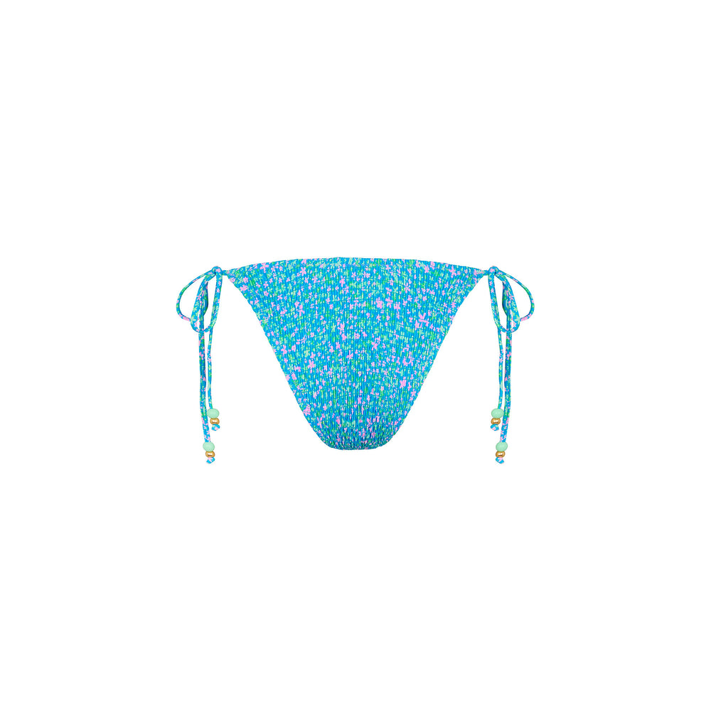 Shirred Dipped Cheeky Tie Bikini Bottom - Ocean Kisses