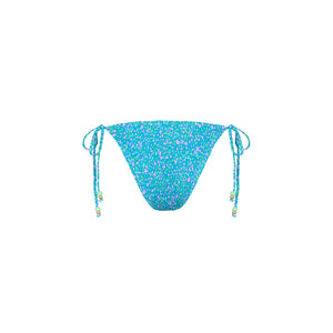 Shirred Dipped Cheeky Tie Bikini Bottom - Ocean Kisses
