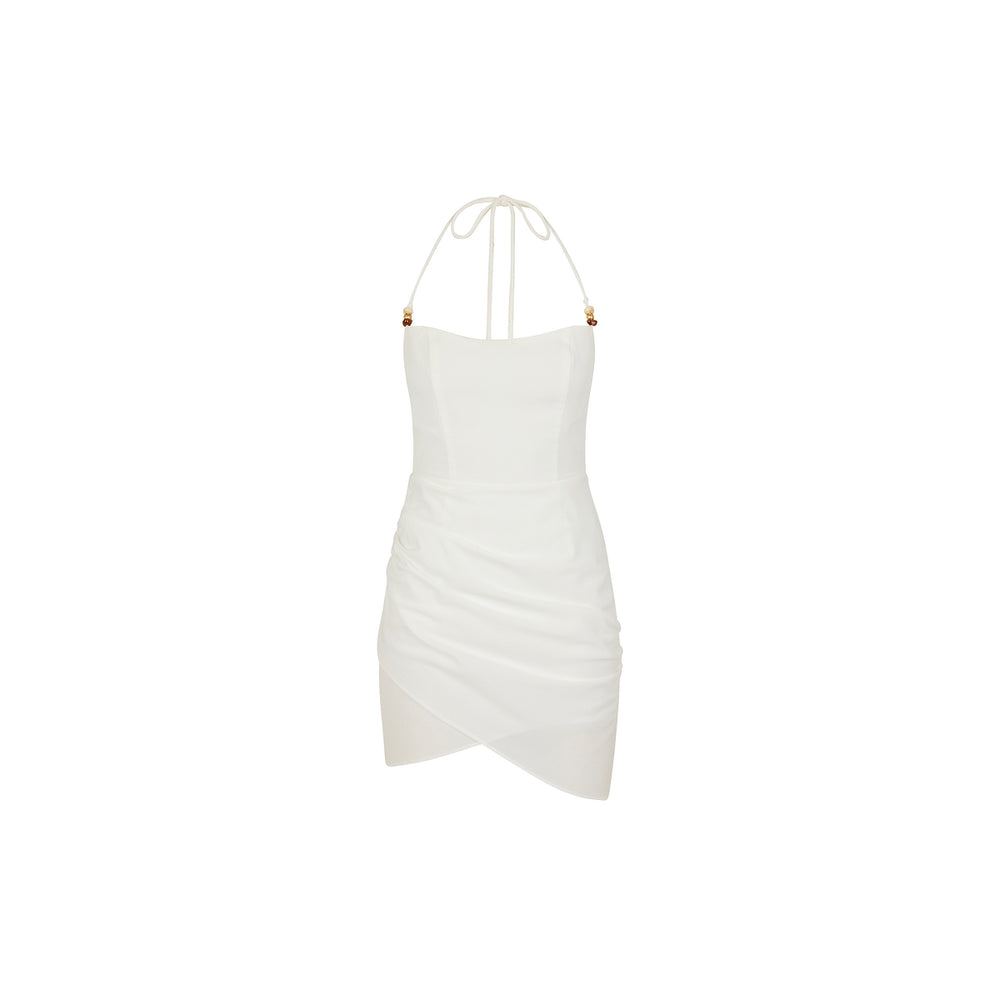 Ruched Side Mini Dress - Whipped White