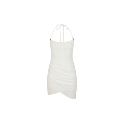 Ruched Side Mini Dress - Whipped White