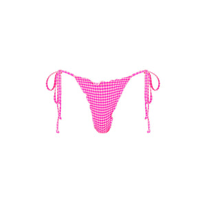 Lettuce Edge Thong Tie Bikini Bottom - Pink Diva