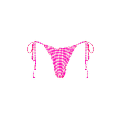 Lettuce Edge Thong Tie Bikini Bottom - Pink Diva
