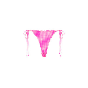 Lettuce Edge Thong Tie Bikini Bottom - Pink Diva