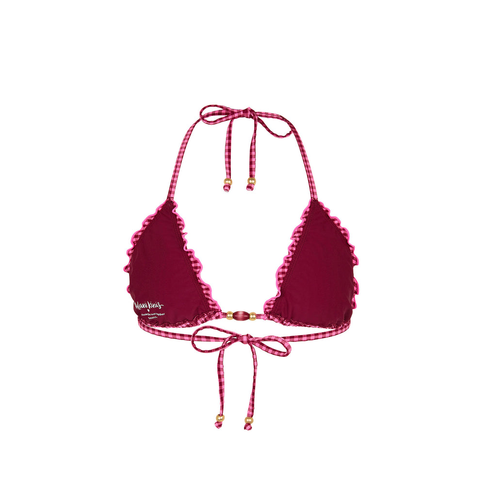 Lettuce Edge Bralette Bikini Top - Cherry Kiss