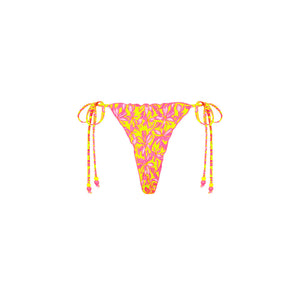 Lettuce Edge Thong Tie Bikini Bottom - Sherbet Skies