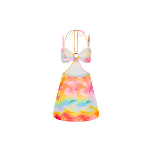 Beaded Cut Out Mini Dress - Frangipani Swirl