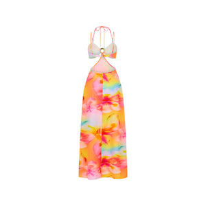 Beaded Cut Out Maxi Dress - Frangipani Swirl