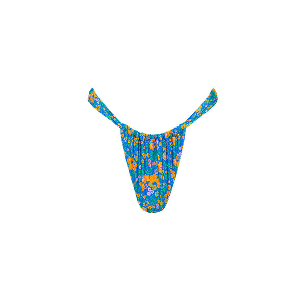 Ruched Thong Bikini Bottom - Ocean Potion