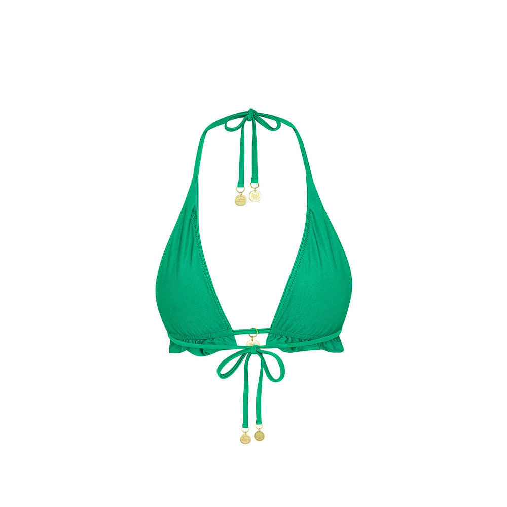 Frill Halter Bralette Bikini Top - Island Lush