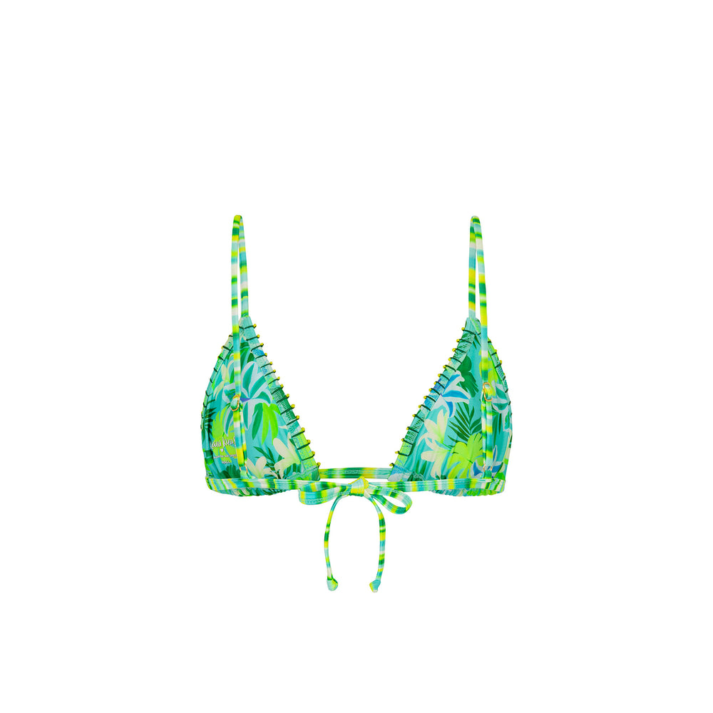 Beaded Lace Stitch Bralette Bikini Top - Neon Splice
