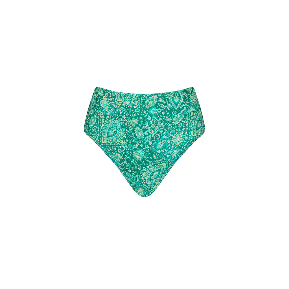 High Hip Cheeky Bikini Bottom - Emerald Aura