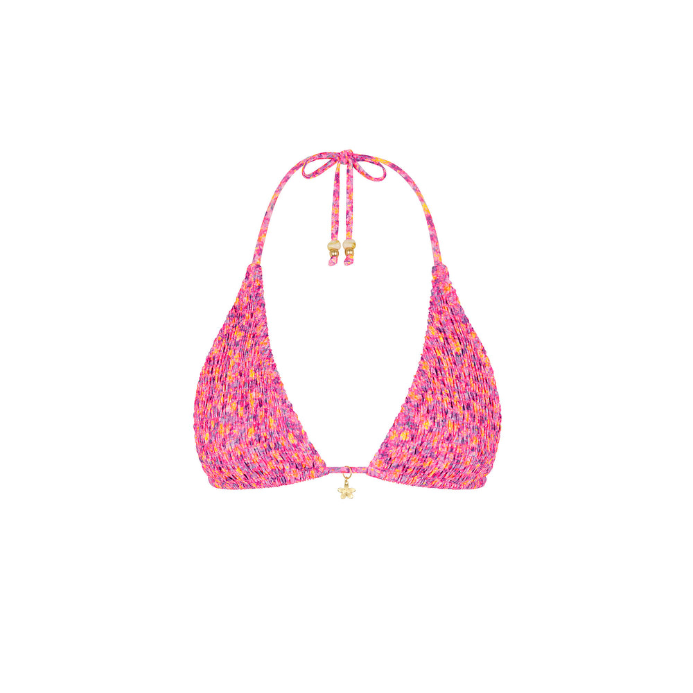 Shirred Triangle Bikini Top - Gelato Bloom