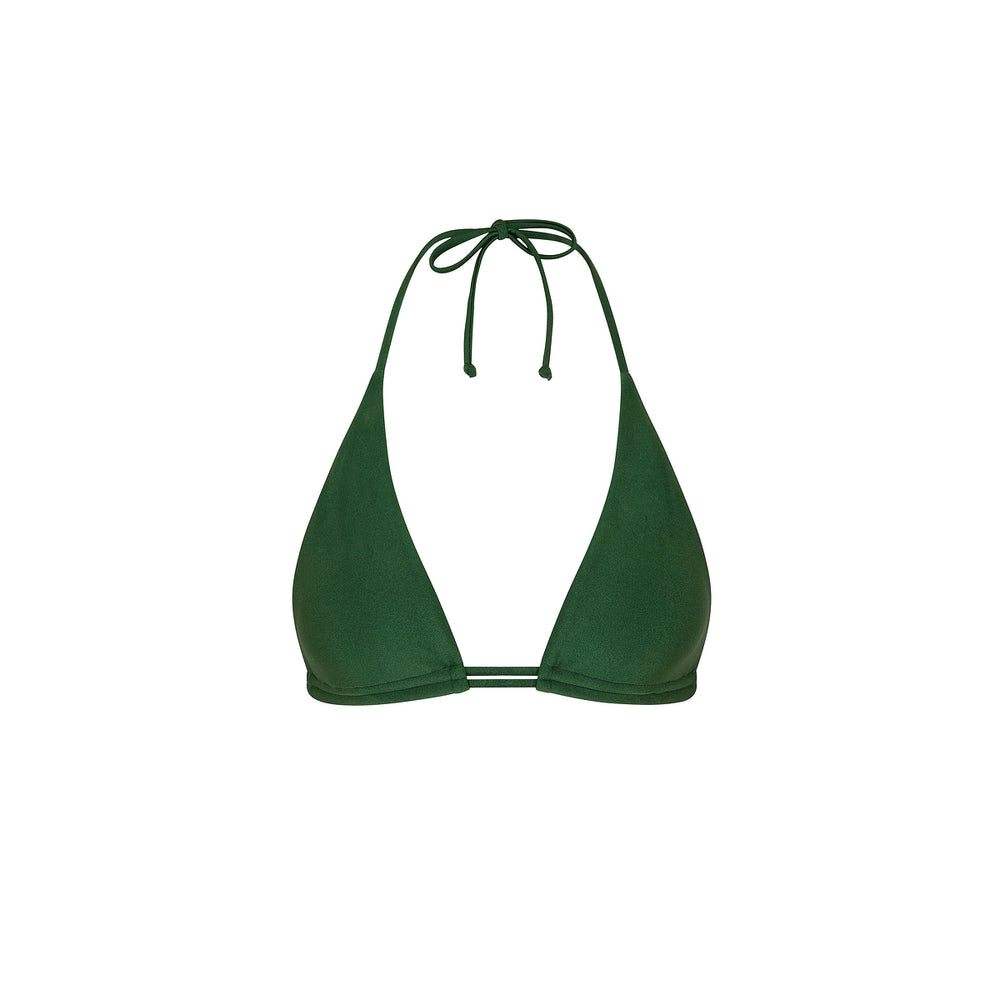 Twin Ruched Halter Bikini Top - Jaded Juniper