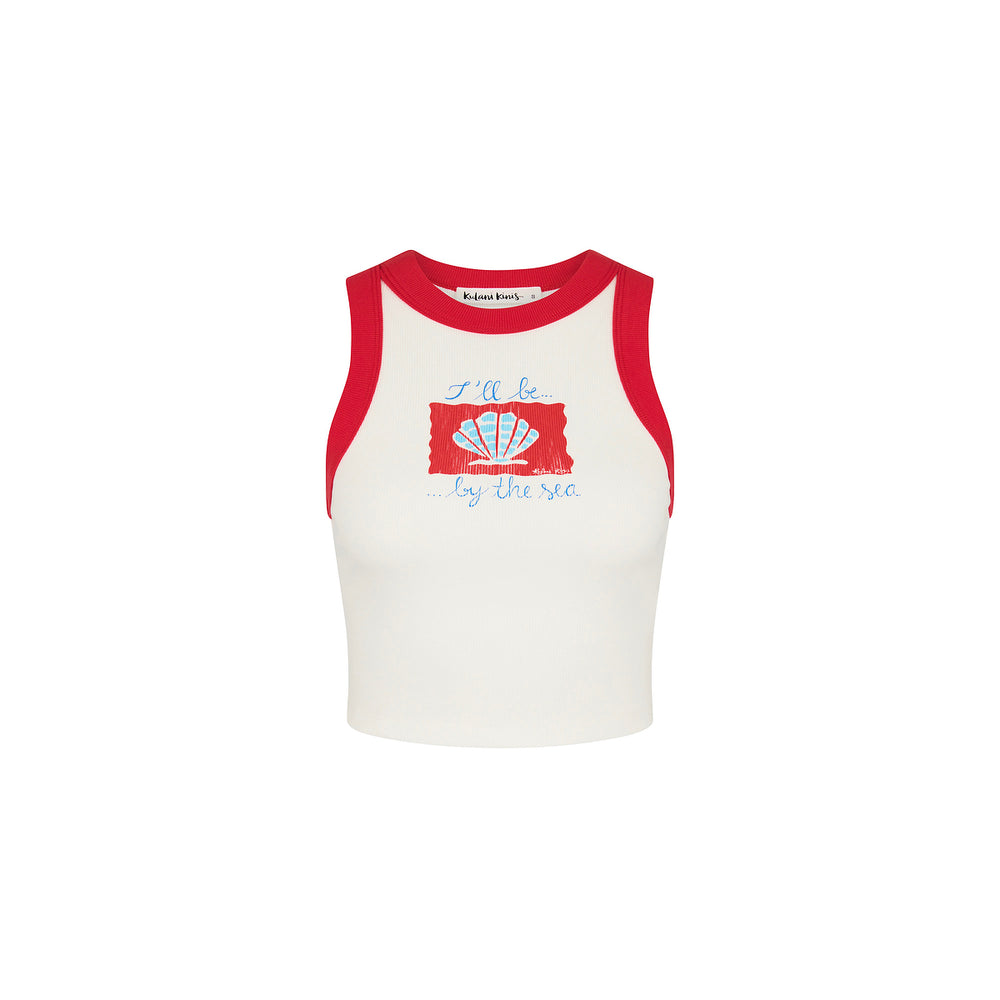 Printed Crop Bind Tank - Sugar Spritz