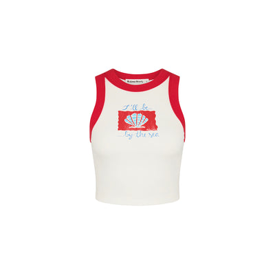 Printed Crop Bind Tank - Sugar Spritz