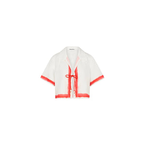 Short Sleeve Tie Up Shirt - Cherry Glaze