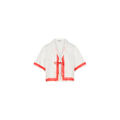 Short Sleeve Tie Up Shirt - Cherry Glaze
